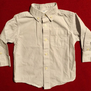 Gymboree white and blue check button down shirt